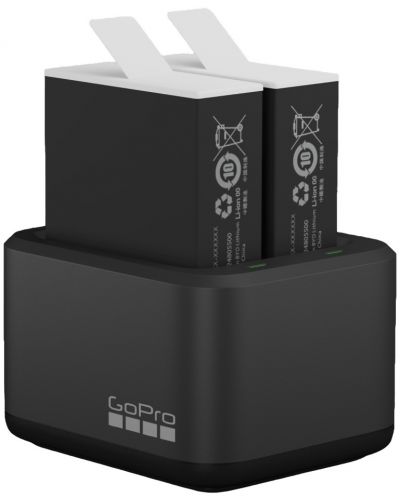 Двойно зарядно GoPro + 2 батерии, 1720mAh, за HERO 9/10/11, черно - 1