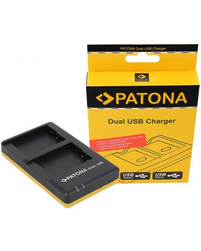 Двойно зарядно устройство Patona - за батерия Panasonic DMW-BLC12, USB, жълто - 2