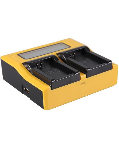 Двойно зарядно устройство Patona - за батерия Canon LP-E12, LCD, жълто - 1