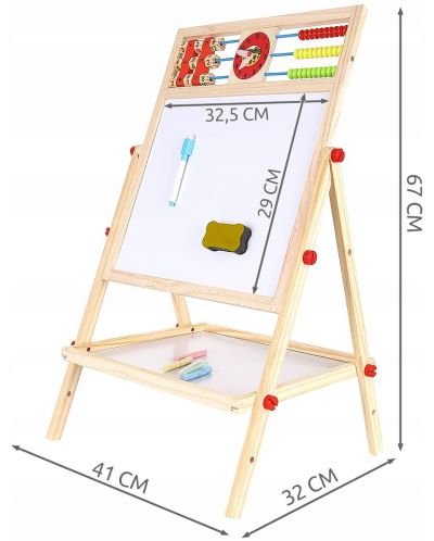 Двустранна дъска за рисуване Kruzzel - Магнитна, със сметало - 9