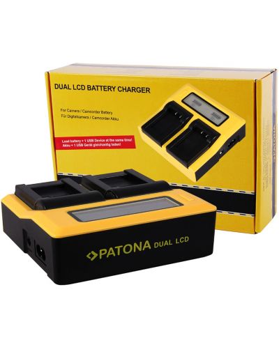 Двойно зарядно устройство Patona - за батерия Canon LP-E12, LCD, жълто - 2