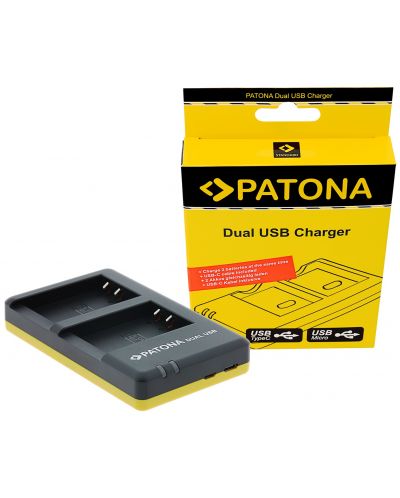 Двойно зарядно устройство Patona - за батерия Canon LP-E17, черно/жълто - 2