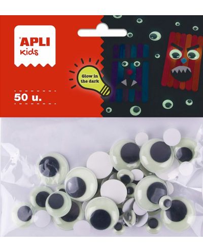 Движещи се очички за декорация Apli Kids - 4 размера, 50 броя - 1