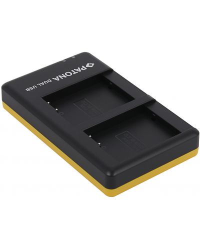 Двойно зарядно устройство Patona - за батерия Panasonic DMW-BLC12, USB, жълто - 1