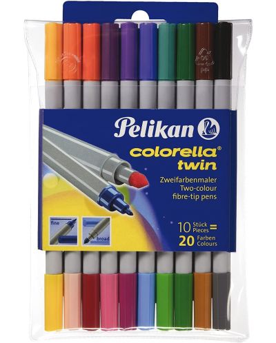 Двуцветни флумастери Pelikan Colorella Twin - 20 цвята - 1