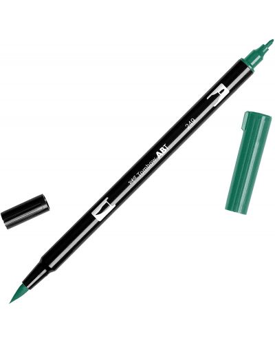 Двустранен флумастер с четка Tombow - Hunter Green (249)