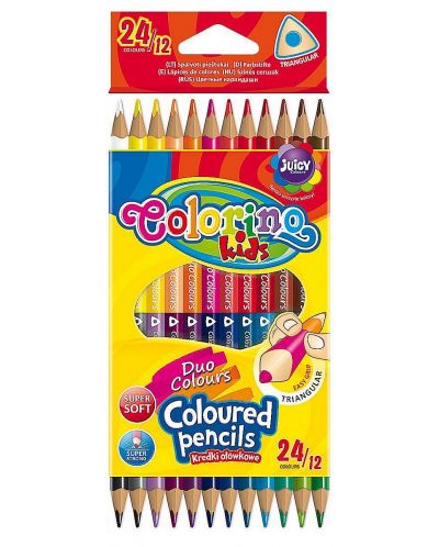 Двувърхи цветни моливи Colorino Kids - Триъгълни, 24 цвята - 1
