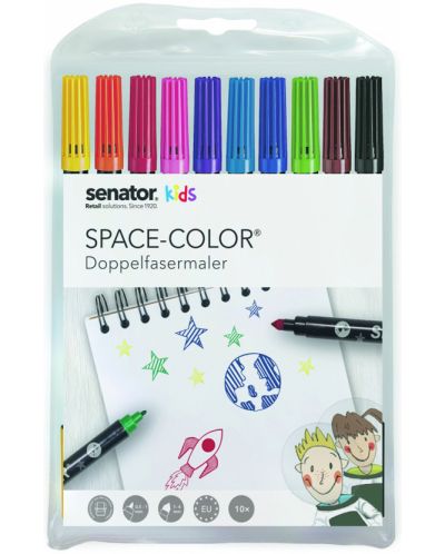 Двустранни цветни флумастери Senator Kids - 10 цвята - 1