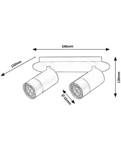 Двоен аплик Rabalux - Zircon 5070, IP20, G10, 2 x 5W, черен мат - 2