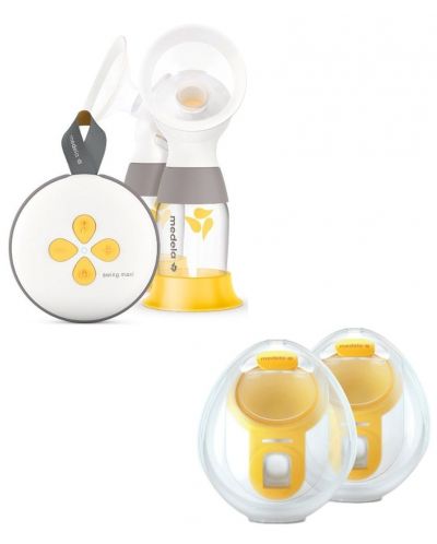 Двойна двуфазна помпа за кърма Medela - Swing Maxi + чашки за кърма - 1