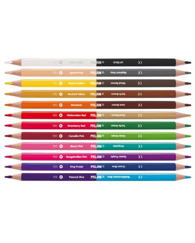 Двувърхи цветни моливи Milan - Triangular Bicolour, 24 цвята - 2