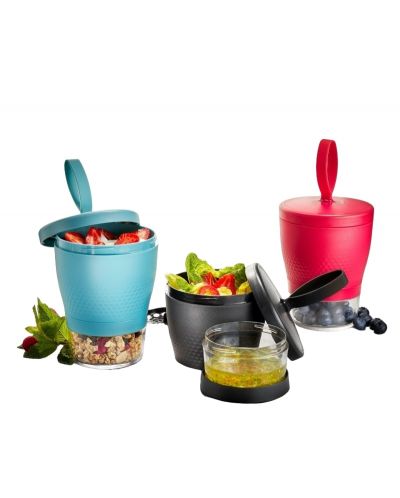 Двойна кутия за закуски Gefu - Foodie, 570 ml и 185 ml, 11.5 х 23 cm, черна - 4