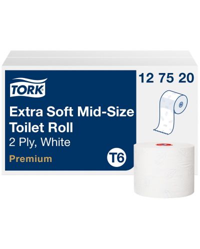 Двупластова тоалетна хартия Tork - Soft Mid-size Premium, T6, 27 х 90 m - 2