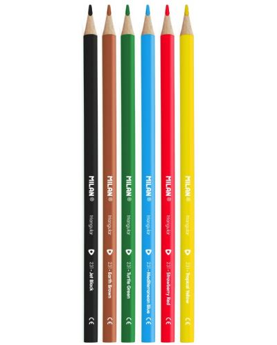 Цветни моливи Milan - Triangular, 6 цвята - 2