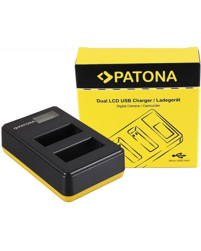 Двойно зарядно устройство Patona - за батерия Canon LP-E17, LCD, USB, черно - 2
