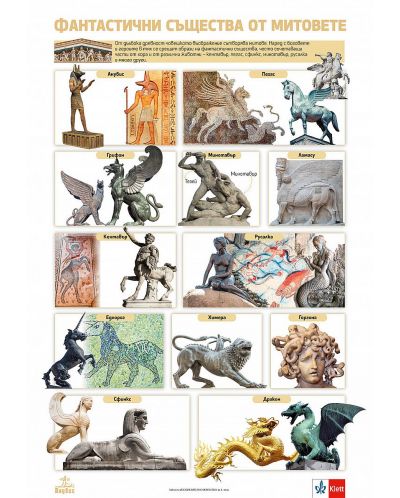 Двустранно табло по изобразително изкуство за 4. клас: Фантастични същества от митовете. Работа с листа и горски плодове. Учебна програма 2020/2021 (Анубис) - 1