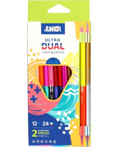 Двувърхи цветни моливи Junior - Ultra Dual, 12 броя - 1