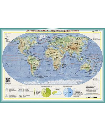 Двустранна настолна карта: Аз опознавам света - политическа и природногеографска карта (1: 130 000 000) - 1