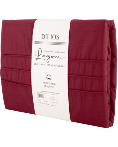 Двоен комплект Dilios - Лагом, 3 части, 100% памук Ранфорс, бордо - 2