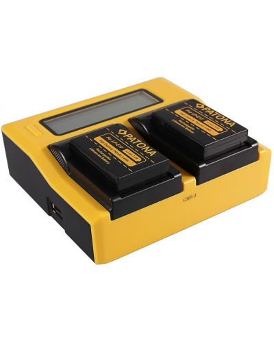 Двойно зарядно устройство Patona - за батерия Canon LP-E17, LCD, жълто - 2