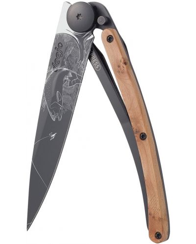 Джобен нож Deejo Juniper Wood - Trout, 37 g, черен - 1
