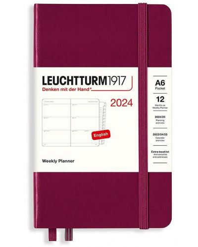 Джобен тефтер Leuchtturm1917 Weekly Planner - A6, червен, 2024 - 1