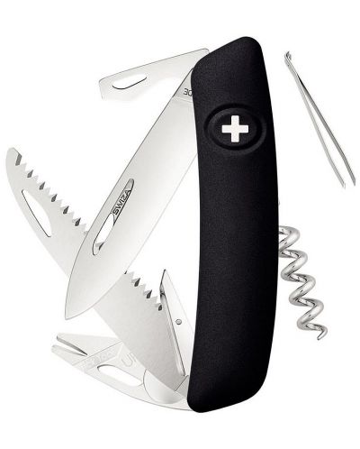 Джобно ножче Swiza - TT05, черно, с инструмент за кърлежи - 1