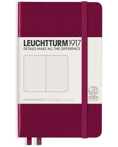 Джобен тефтер Leuchtturm1917 - A6, страници на точки, Port Red - 1