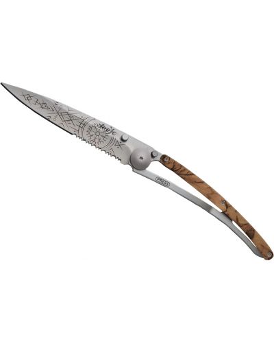 Джобен нож Deejo Brown Camo - Viking Vegvisir, Serrated, 37 g - 2