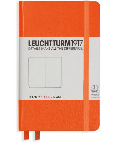 Джобен тефтер Leuchtturm1917 - A6, бели страници, Orange - 1