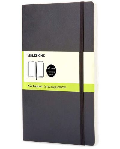 Джобен тефтер с меки корици Moleskine Classic Plain - Черен, бели листове - 1