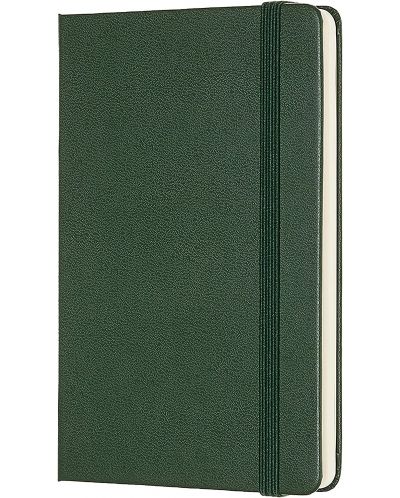 Джобен тефтер с твърди корици Moleskine Classic Plain - Зелен, бели листове - 2