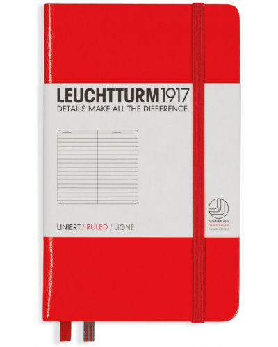 Джобен тефтер Leuchtturm1917 - A6, линиран, Red - 1