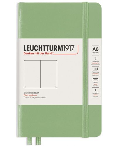 Джобен тефтер Leuchtturm1917 - A6, бели страници, Sagе - 1