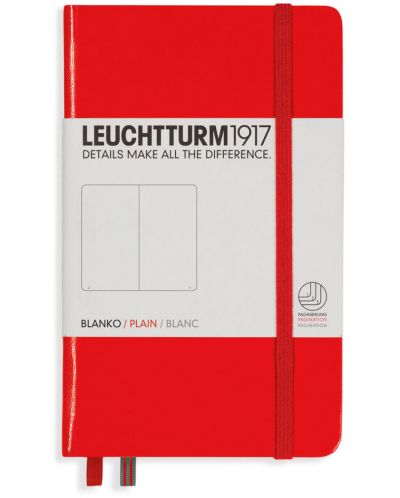 Джобен тефтер Leuchtturm1917 - A6, бели страници, Red - 1