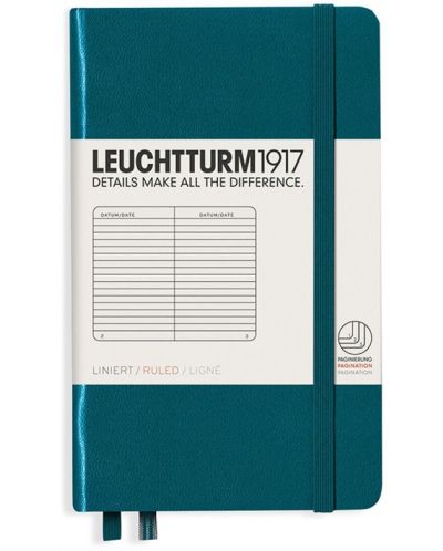 Джобен тефтер Leuchtturm1917 - A6, линиран, Pacific Green - 1