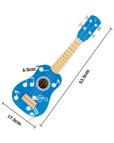 Детски музикален инструмент Hape - Укулеле, от дърво, синя - 4