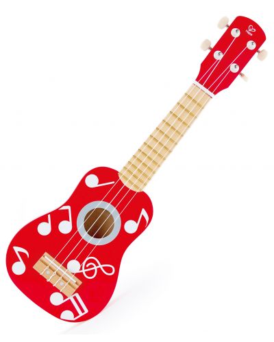Детски музикален инструмент Hape - Укулеле, от дърво, червена - 1