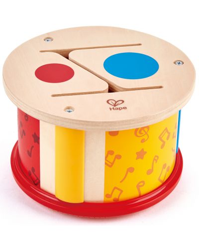 Детски музикален инструмент Hape - Двустранен барабан. от дърво - 2