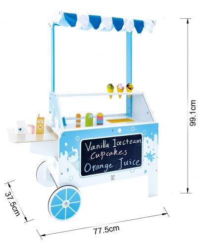 Детска количка за сладолед Hape - На колелца, от дърво - 5