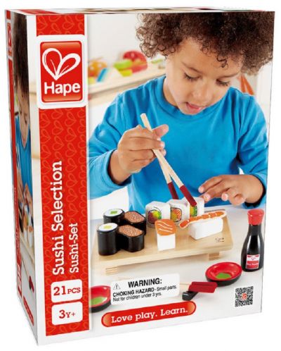 Комплект продукти Hape - Суши, 21 части, от дърво - 1