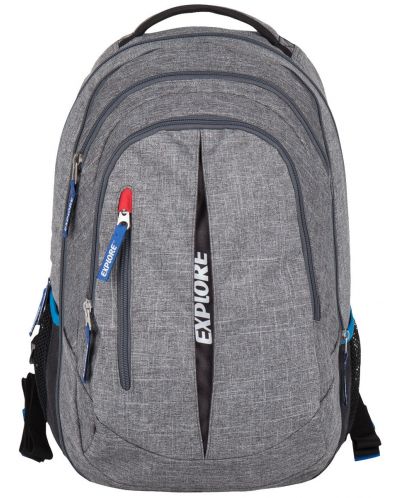 Ергономична ученическа раница 2 в 1 Gabol Explore – Grey Melange, със сива лента
