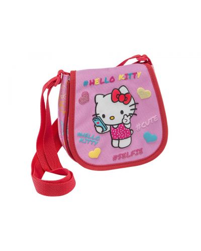 Чантичка за рамо с капак Hello Kitty Selfie розова 14х4х15