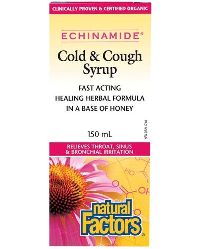 Echinamide Cold & Cough Сироп за кашлица, 150 ml, Natural Factors - 1