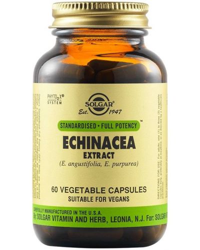 Echinacea Root & Leaf Extract, 60 растителни капсули, Solgar - 1