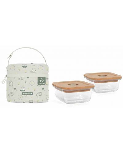 Eco комплект контейнери с хладилна чанта Miniland - Жабка, 2 х 210 ml - 1