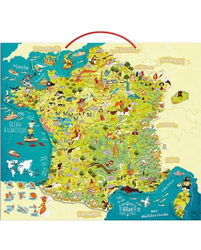 Магнитна пъзел-карта на Франция Vilac (френска) - 1