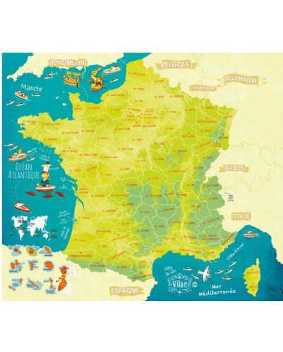 Магнитна пъзел-карта на Франция Vilac (френска) - 2