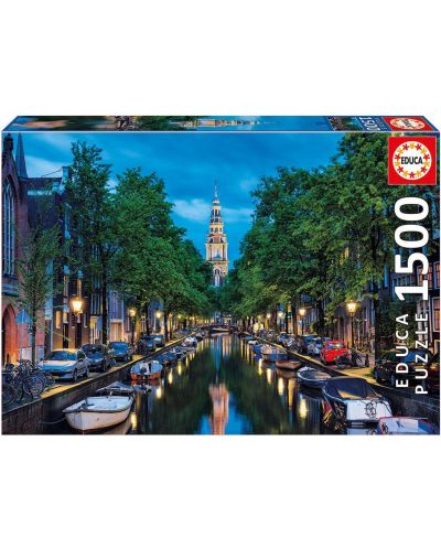 Пъзел Educa от 1500 части - Амстердам по залез - 1