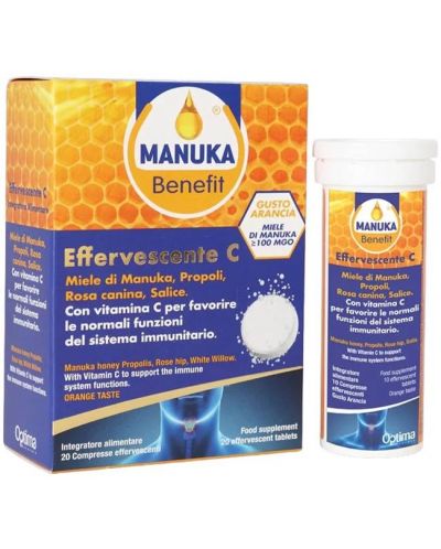 Manuka Benefit Effervescente C, 20 ефервесцентни таблетки, Optima Naturals - 1